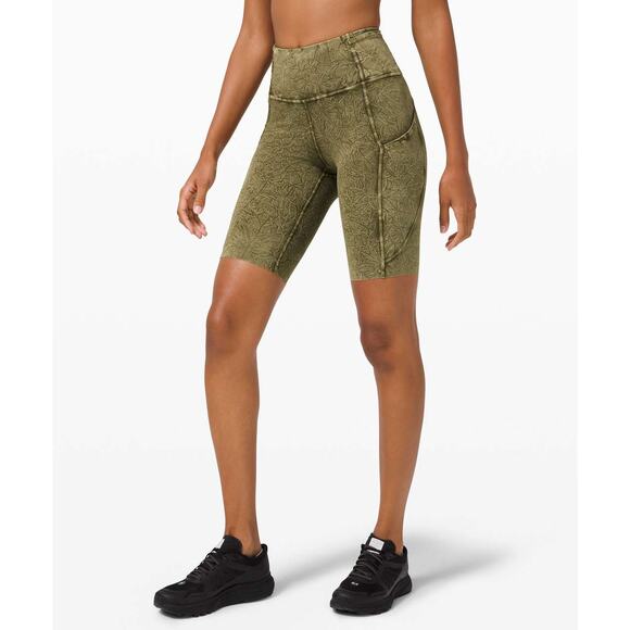 Lululemon Fast and Free Short 10" Ice Dye Ice Wash Moss Green Size 4 Pockets - Picture 1 of 8